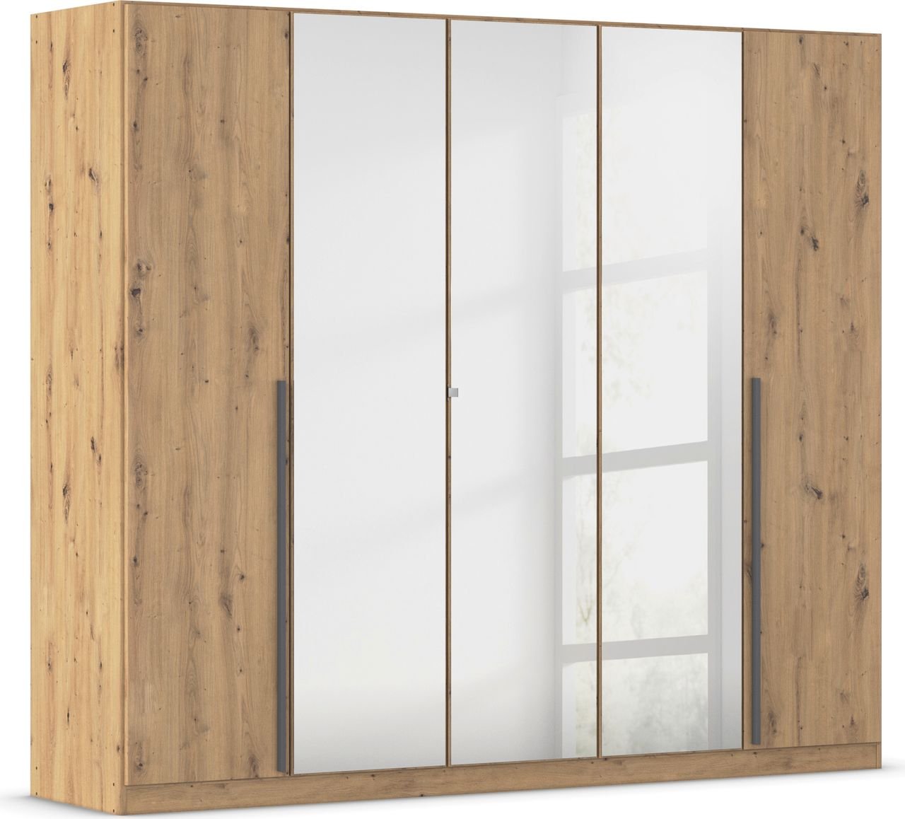 rauch Alba Kleiderschrank 5-türig, mit Spiegel, Farbe Eiche Artisan Breite 226 cm