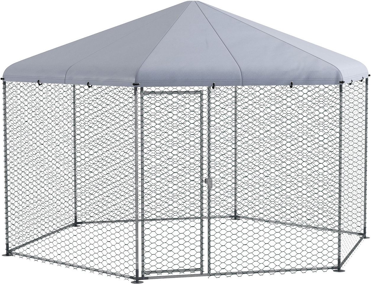 PawHut Hühnerstall 400 x 346 x 263 cm Freilaufgehege aus Stahl, mit Abdeckung