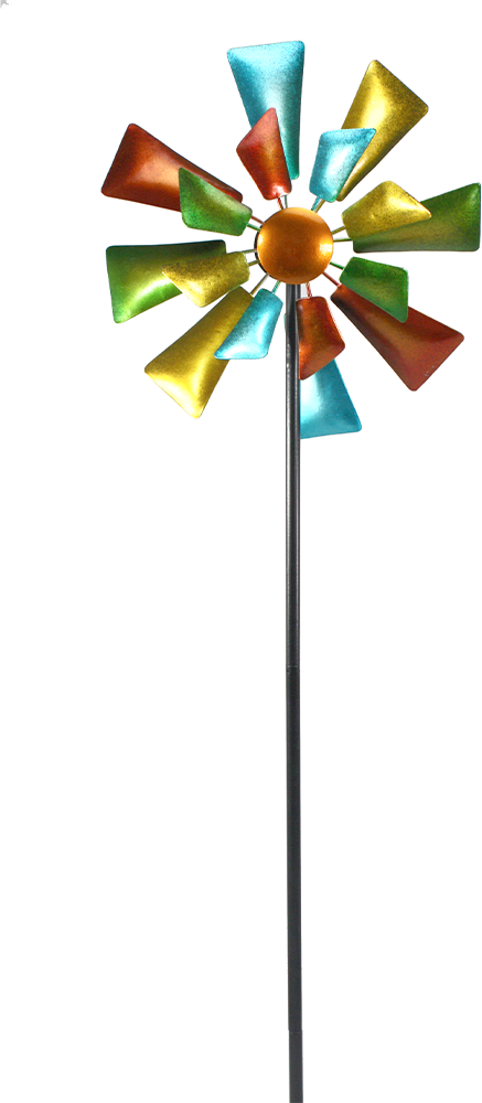 Doppel-Metall-Windrad bunt eckig