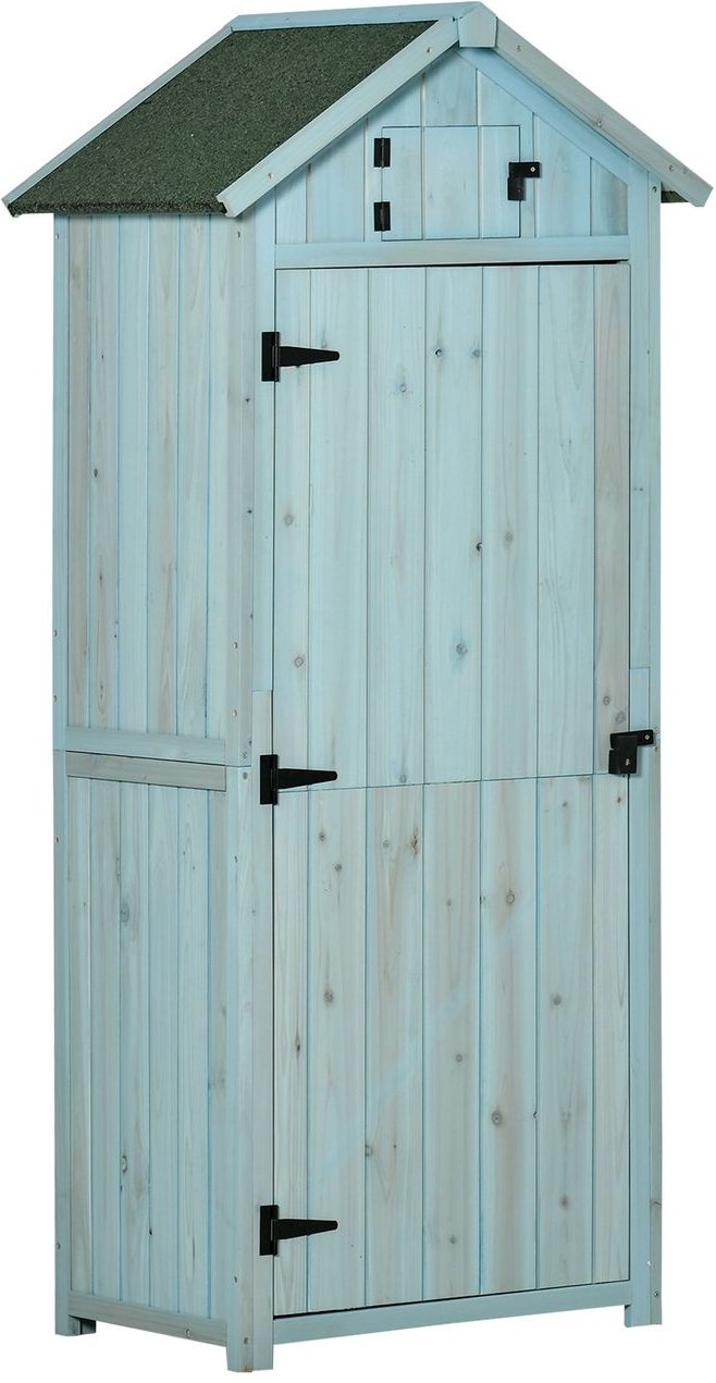 Gartenschrank Gartenhaus Holz Hellblau+Grün 77 x 54,2 x 179 cm