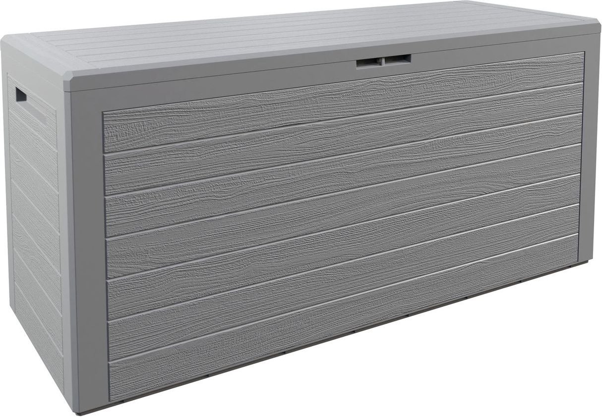 Deuba Auflagenbox Holzoptik Woody 120 x 57 x 46cm grau