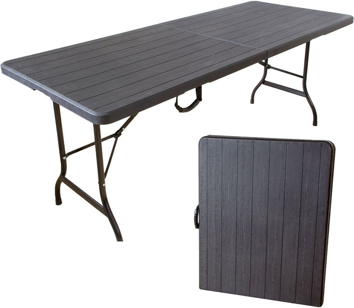 Gartentisch in Holzoptik, Klapptisch 180 x 75 cm, Buffettisch bis 150 kg belastbar