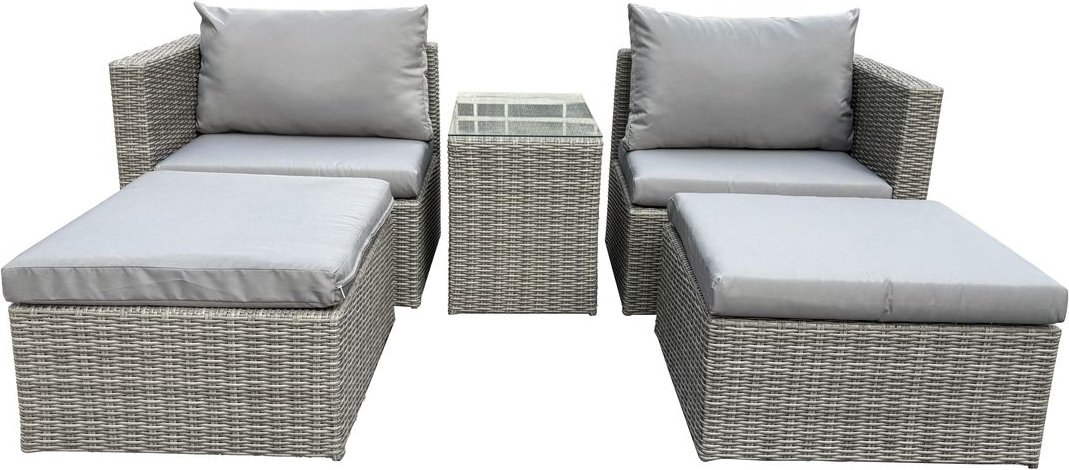 11tlg. Multifunktionslounge mit Auflagen aus Rattan - Grau