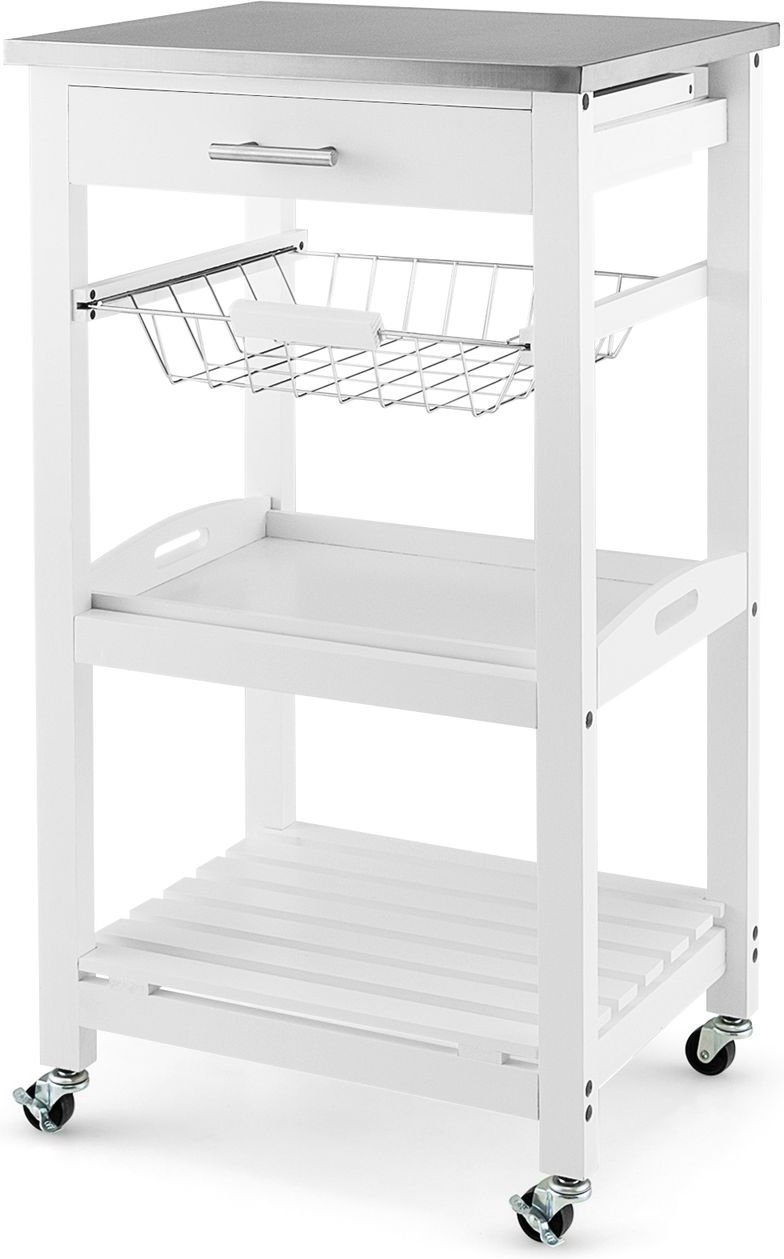 Kleiner Küchenwagen, Servierwagen auf Rollen, Weiß