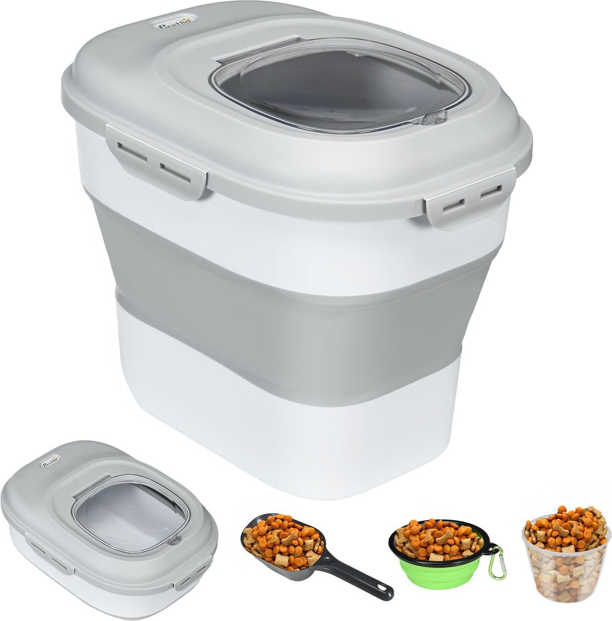 PawHut Hundefutter Aufbewahrung, 25 L Klappbar Futterbehälter mit Messbecher