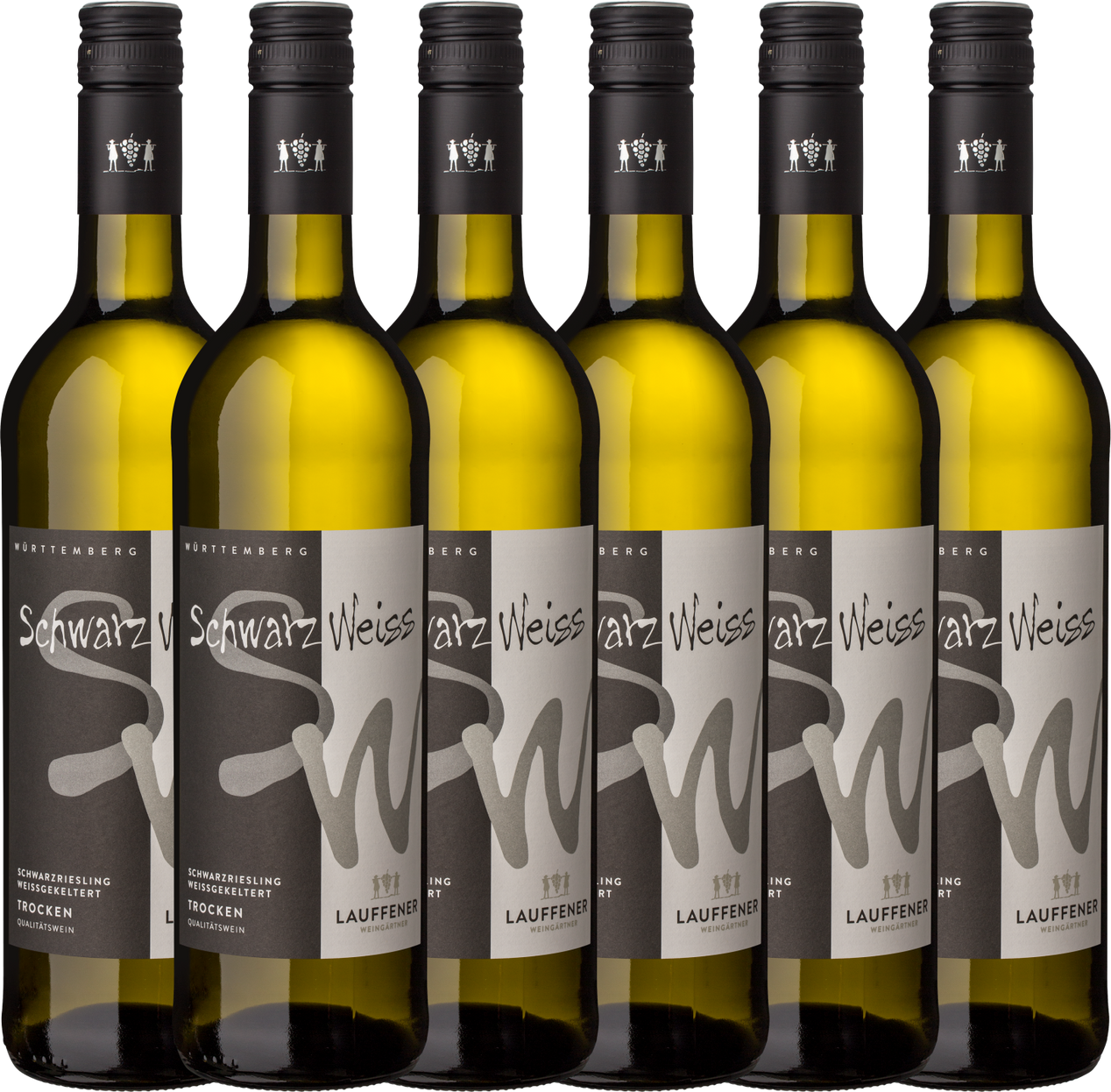 Thumbnail - "Schwarz/Weiss" Schwarzriesling weissgekeltert QbA trocken 0,75l - 6er Karton