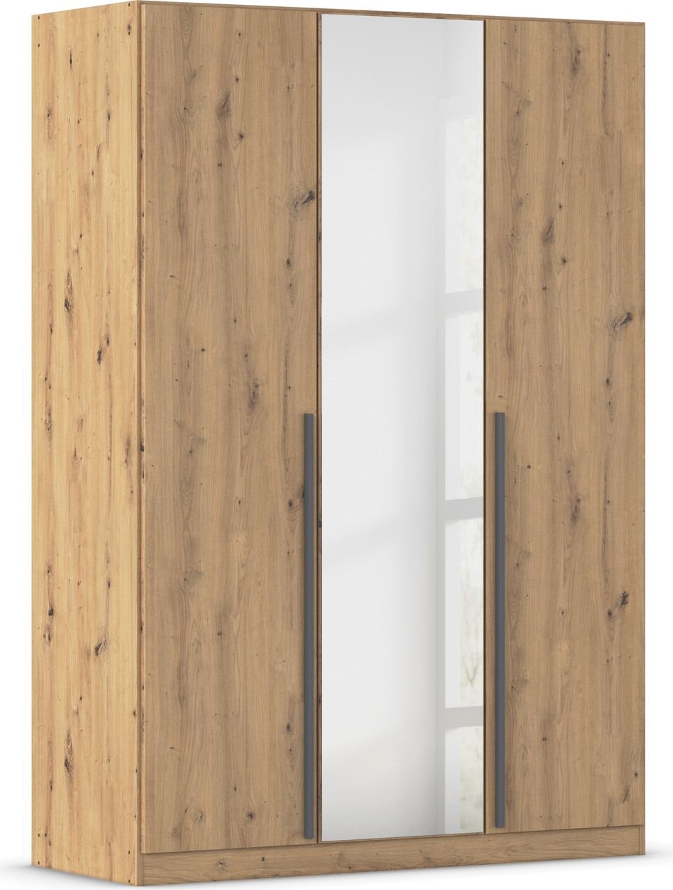 rauch Alba Kleiderschrank, 3-türig, mit Spiegel, Farbe Eiche Artisan Breite 136 cm