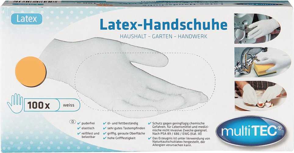 Latex-Einmalhandschuhe, Weiß, Größe M - 100er Set