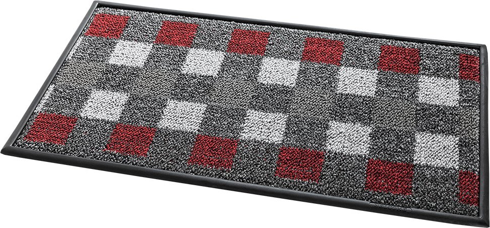 Schmutzfangmatte "Karo", ca. 40 x 70 cm - Grau/Rot