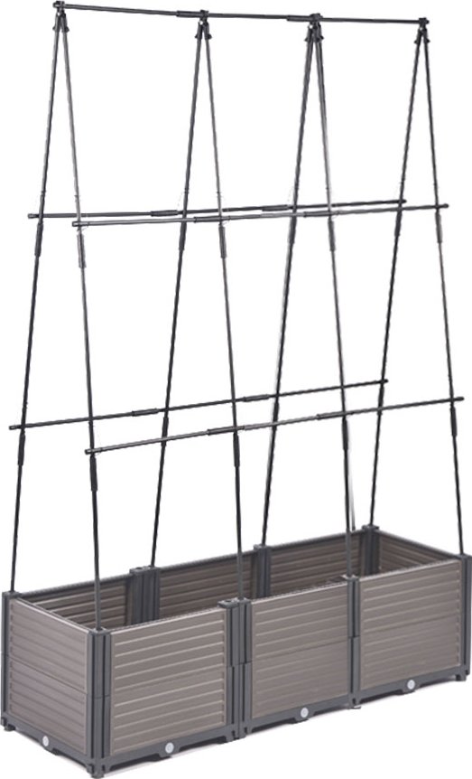 Pflanzkasten mit Rankhilfe Eckig, ca. 126 x 42 x 180 cm - Grau/Schwarz