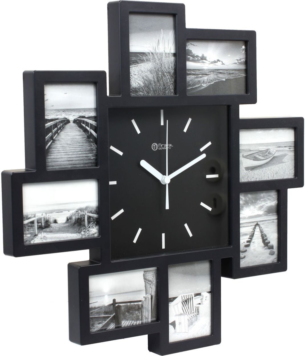 Thumbnail - Miraval Design Bilderrahmenuhr Wanduhr mit 8 Bilderrahmen zum Individualisieren 350 mm lautlos