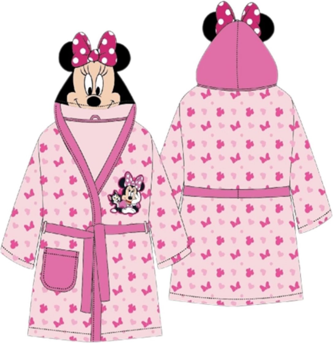 Disney Minnie Mouse Kinder Bademantel Rosa 110/116 mit Kapuze & Gürtel