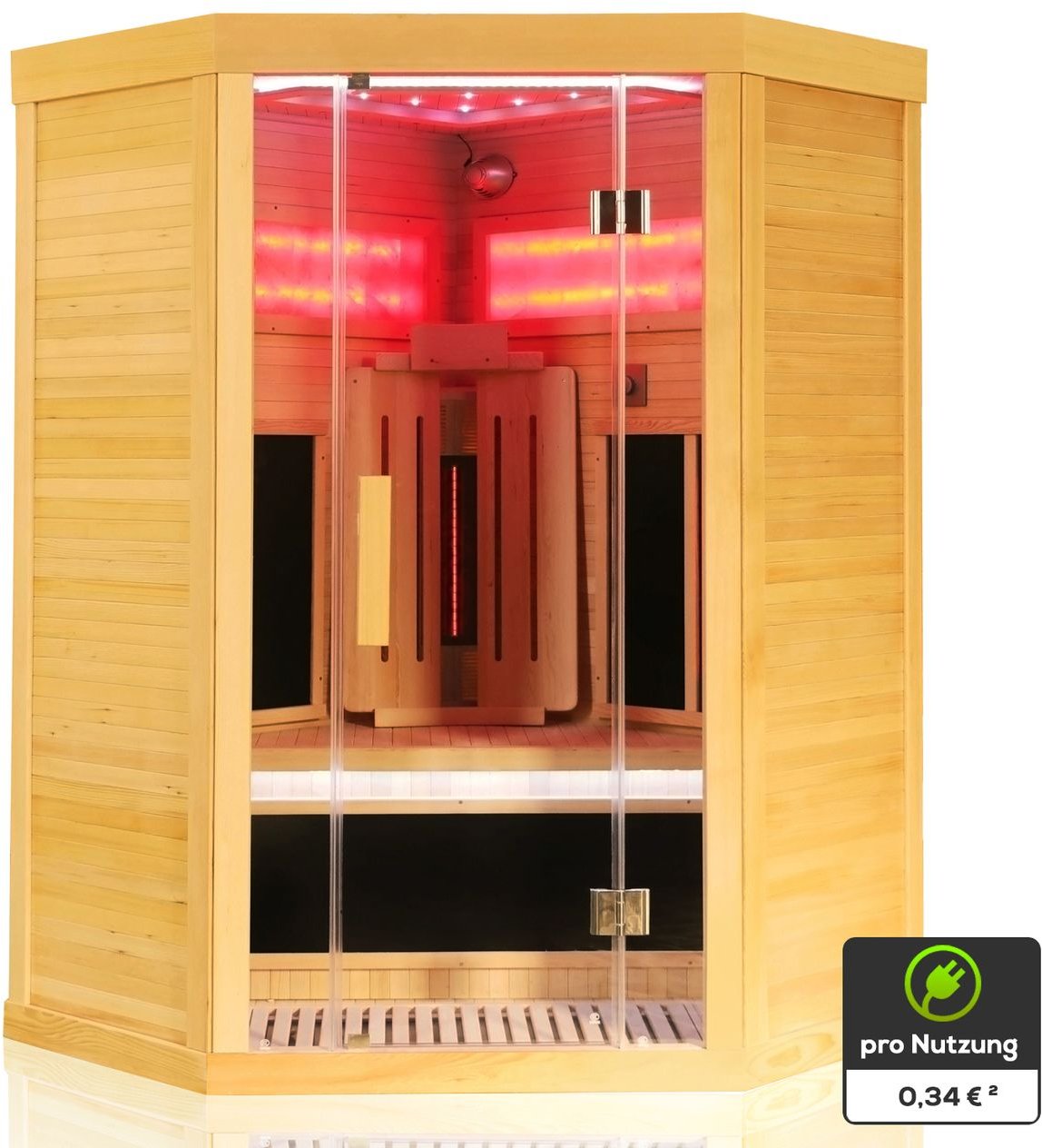 Infrarotkabine Infrarotsauna SALTCOATS 120cm x 120cm inkl. 3 Vollspektrumstrahler