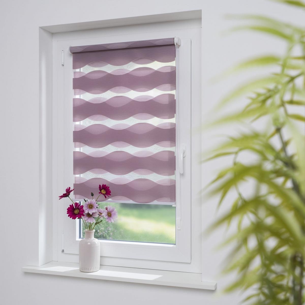 Thumbnail - Klemmfix Duo-Rollo 50 x 150 cm "wave" altrosa