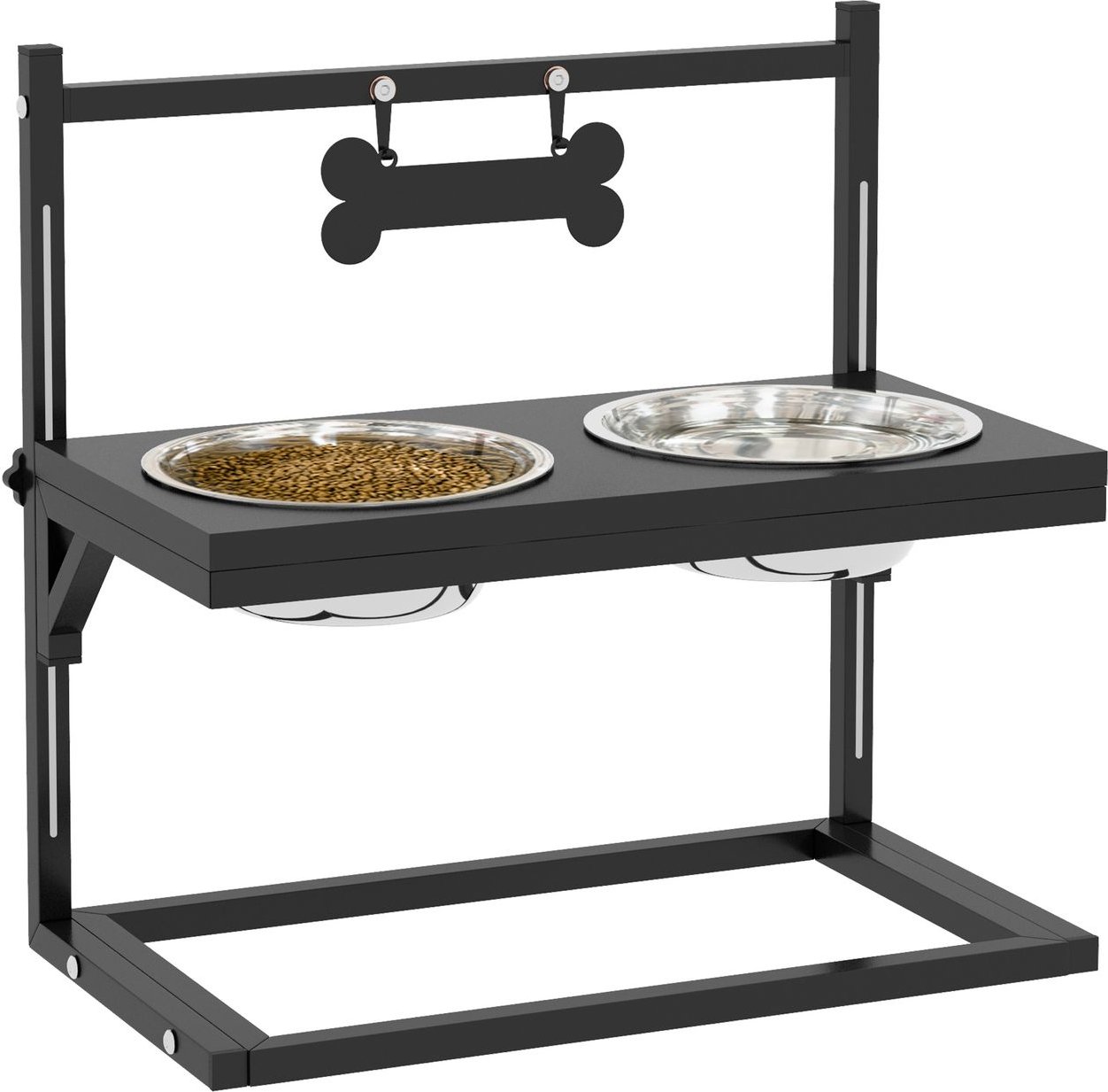 Thumbnail - PawHut Erhöhtes Futterstation mit 0,9L Futterschale Verstellbar Hundenapf