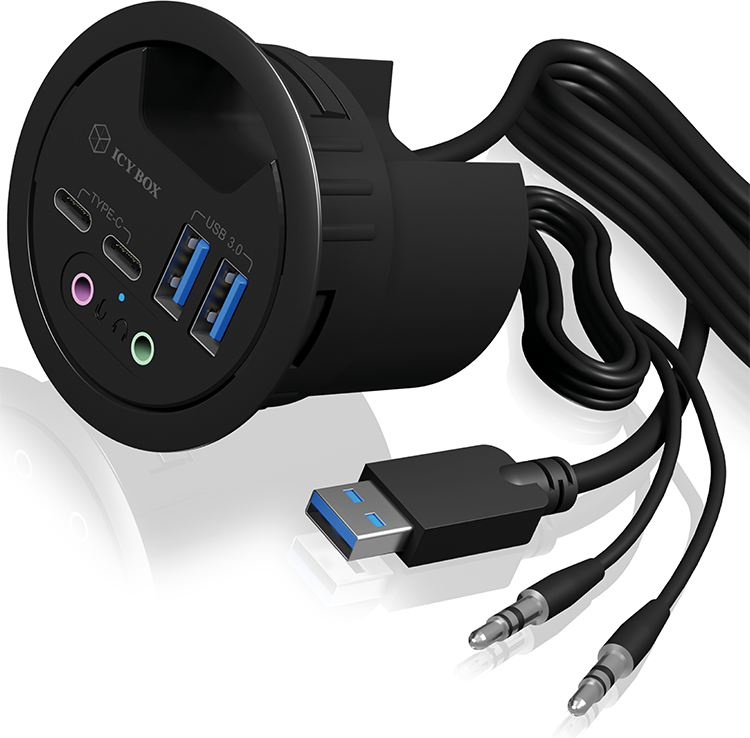 IB-HUB1403B, 4 Port Tisch-Hub mit USB Type-A Anschluss und Audio Ein-/Ausgang