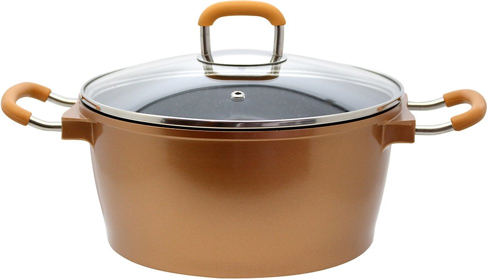 Aluguss-Topf mit Glasdeckel Hamar, Ø ca. 20 cm - Kupfer