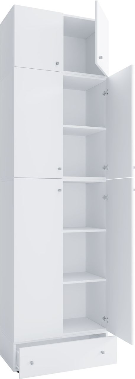 Büroschrank "Lona XXL" Drehtüren | Mit Aufsatz & Schublade Weiß