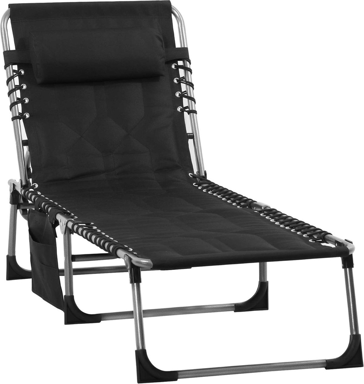 Sonnenliege faltbar Gartenliege mit Kissen Rückenlehne verstellbar
