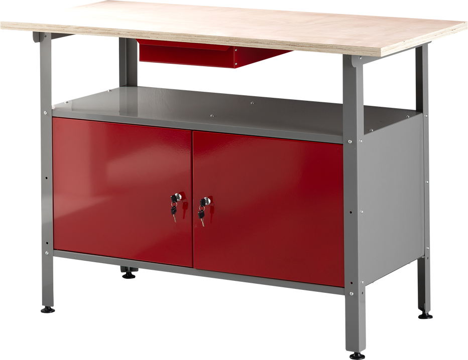Werkbank mit verschließbaren Türen, 120 x 60 x 85 cm