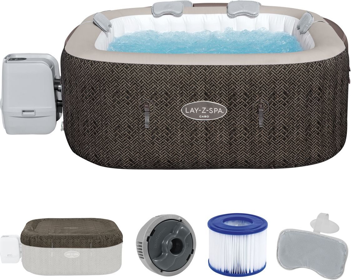 Bestway LAY-Z-SPA Energiespar-Whirlpool Cabo HydroJet + App-Steuerung, 6 Pers. 180 x 180 x 71 cm