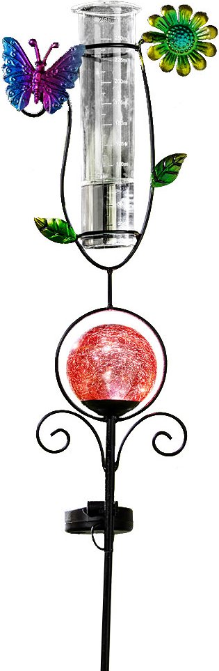 LED Solar Stecker mit Regenmesser, Schmetterling
