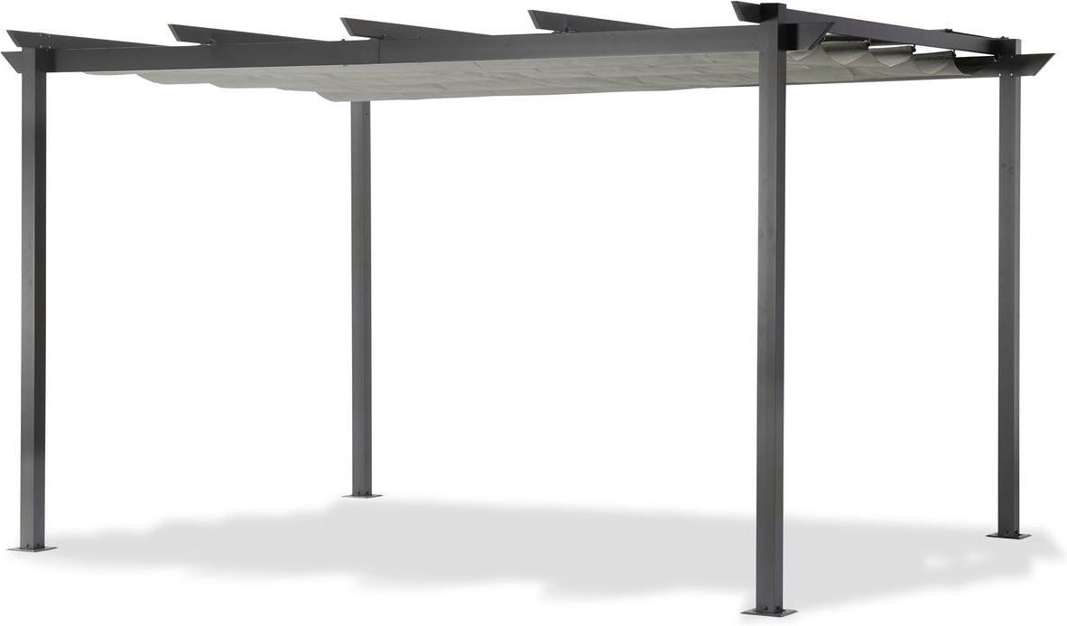 LECO Pergola 4 x 3 m mit ausziehbarem Sonnendach – anthrazit / grau