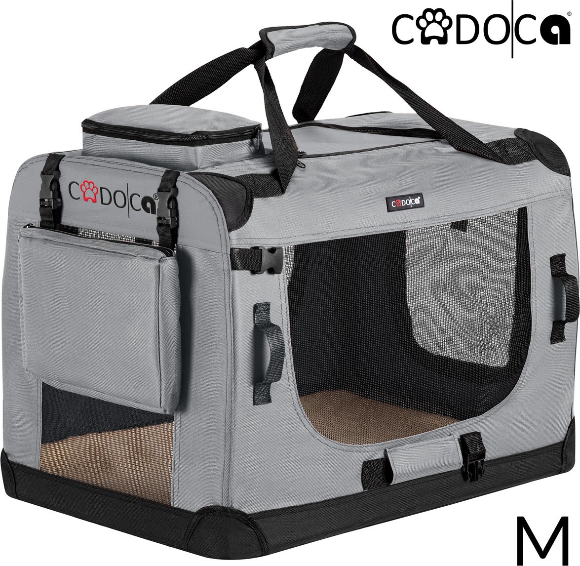 Cadoca Hundetransportbox Grau M 60x42x42cm