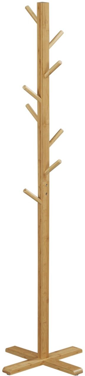 Garderobenständer aus Bambus, Jackenständer, Kleiderständer mit 8 Haken