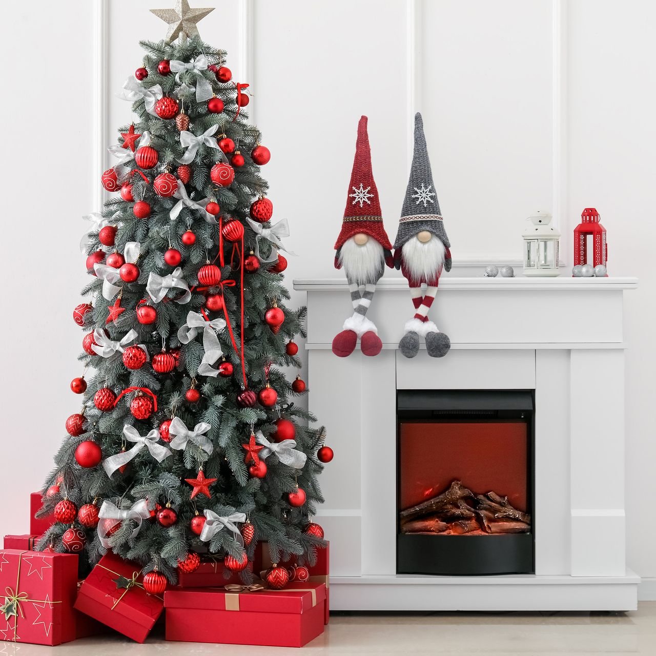 Wichtel 2er Set, Weihnachtswichtel als Kantenhocker, Gnome mit Strickmütze