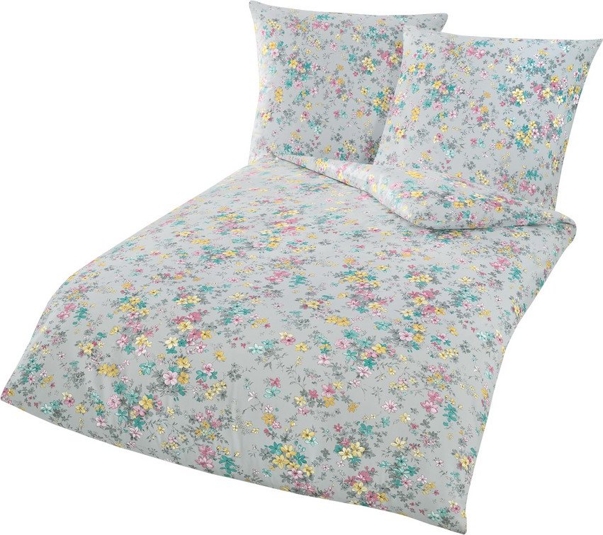 Mako-Satin Bettwäsche, ca. 155 x 220 cm - Flowers Bunt