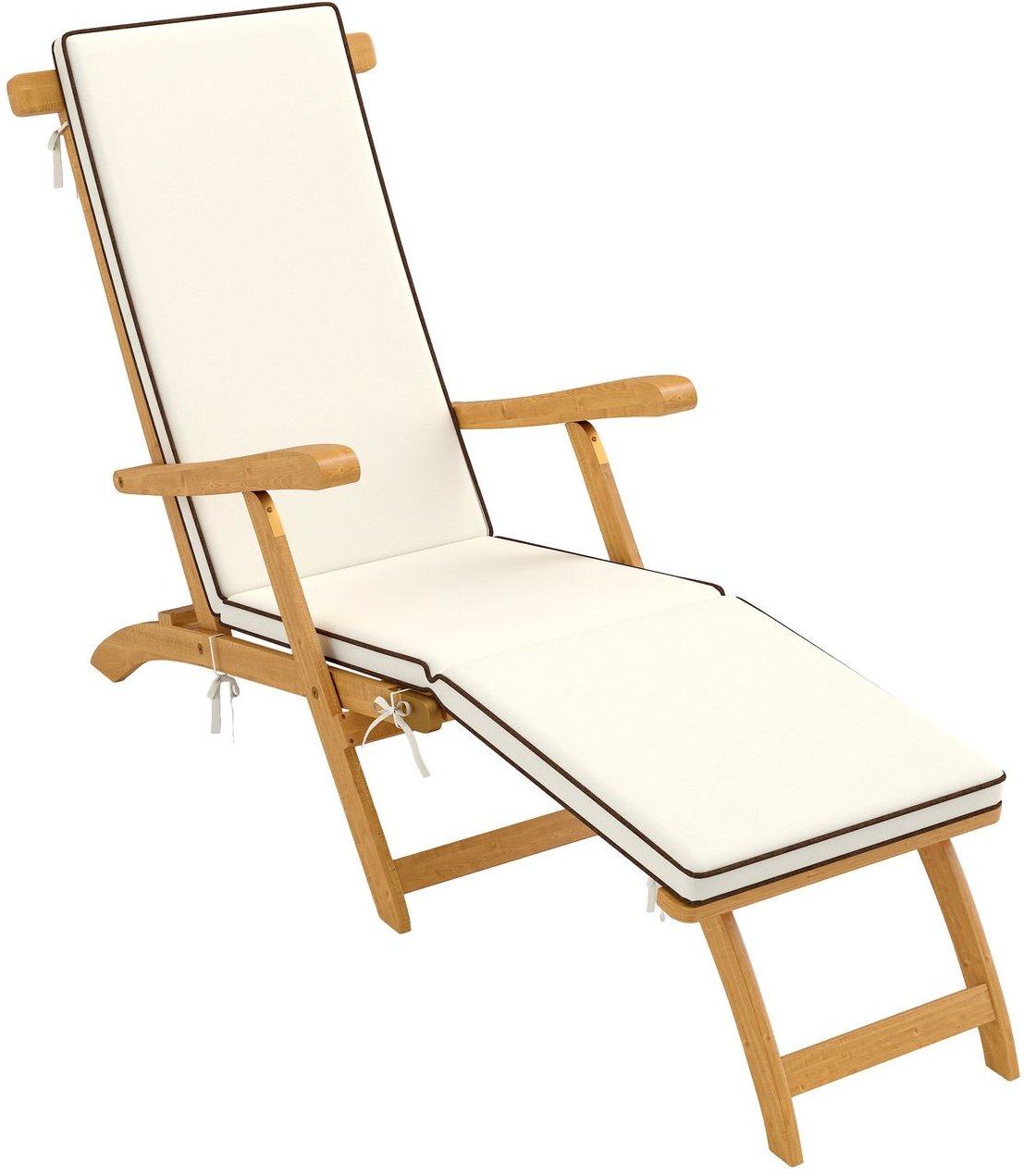 Sonnenliege Holz klappbar Gartenliege mit Fußstütze, Matratze Teak