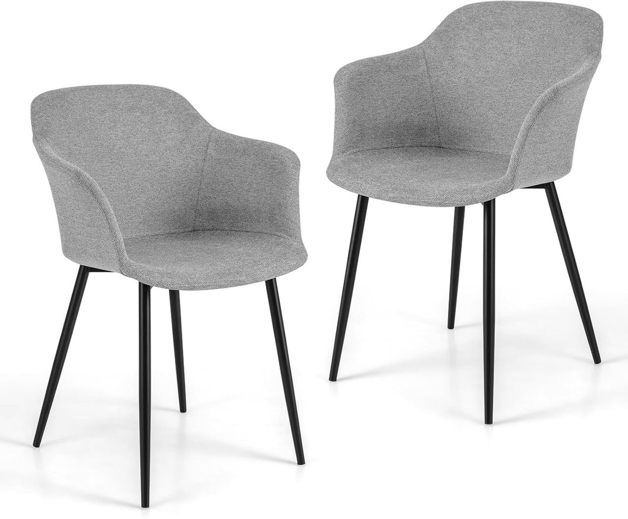 Thumbnail - Esszimmerstühle 2er Set, Küchenstühle mit ergonomischer Rückenlehne & breiter Armlehne