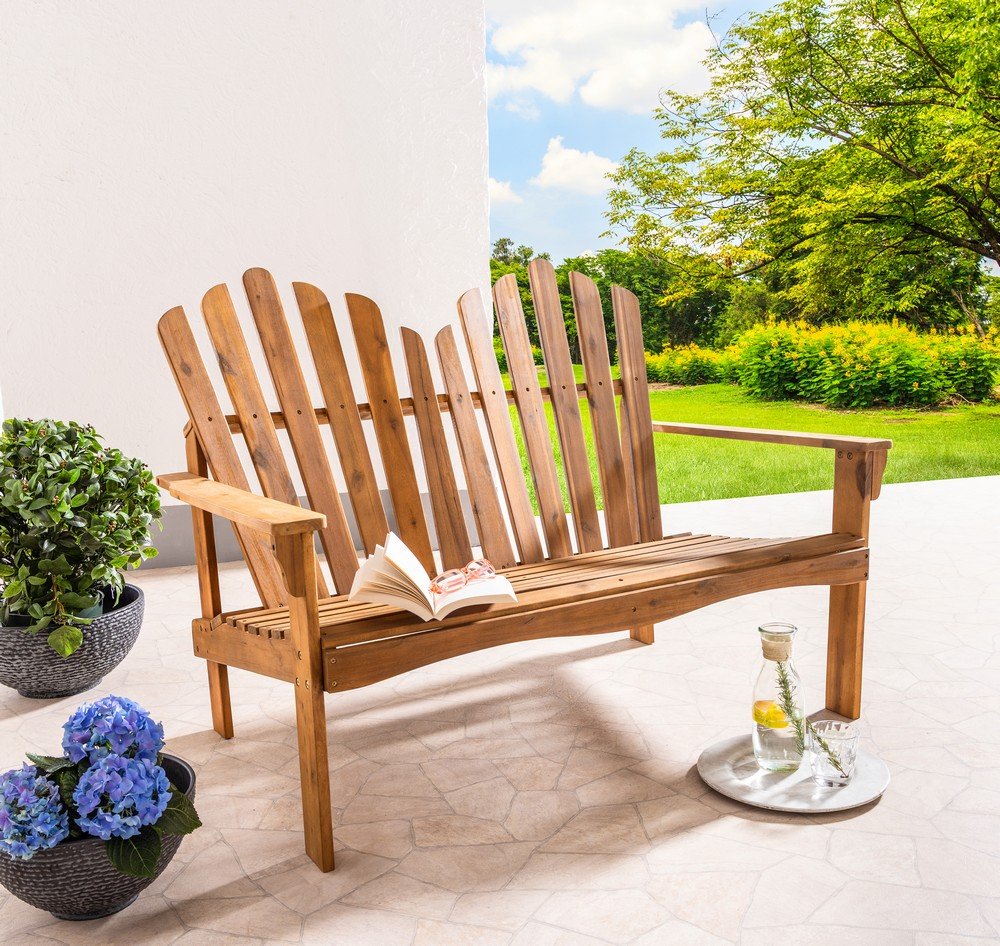 2-Sitzer Adirondack-Gartenbank aus Akazienholz, ca. 125 x 80 x 94 cm - Dunkelbraun