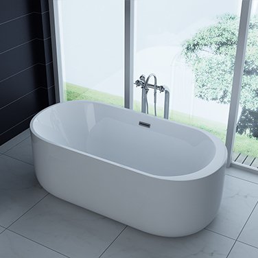 freistehende Luxus Acryl-Badewanne 170x80 cm elegant inkl. Siphon Überlaufschutz leicht zu pflegende Oberfläche extra st...