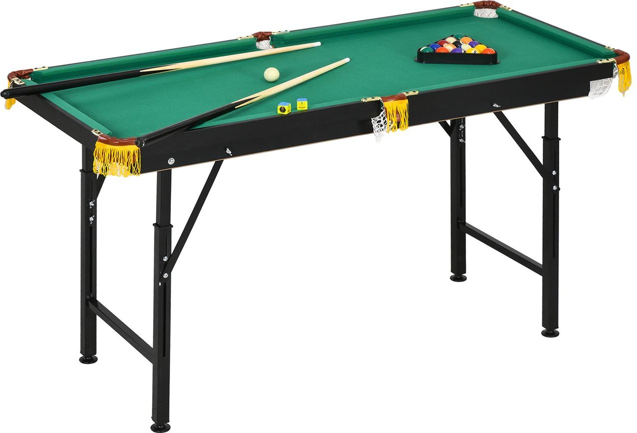 SPORTNOW Billardtisch 4,6ft klappbar 140 x 63 x 55-75cm Tischbillard mit Zubehör