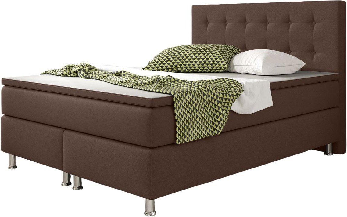 Boxspringbett Köln 140x200 Webstoff Braun