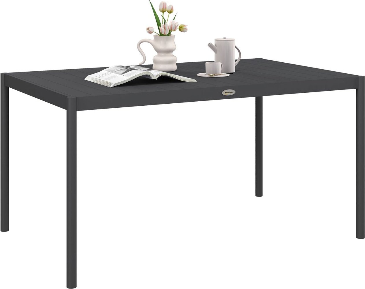 Gartentisch, Esstisch für 6 Personen, Terrassentisch für Garten Grau