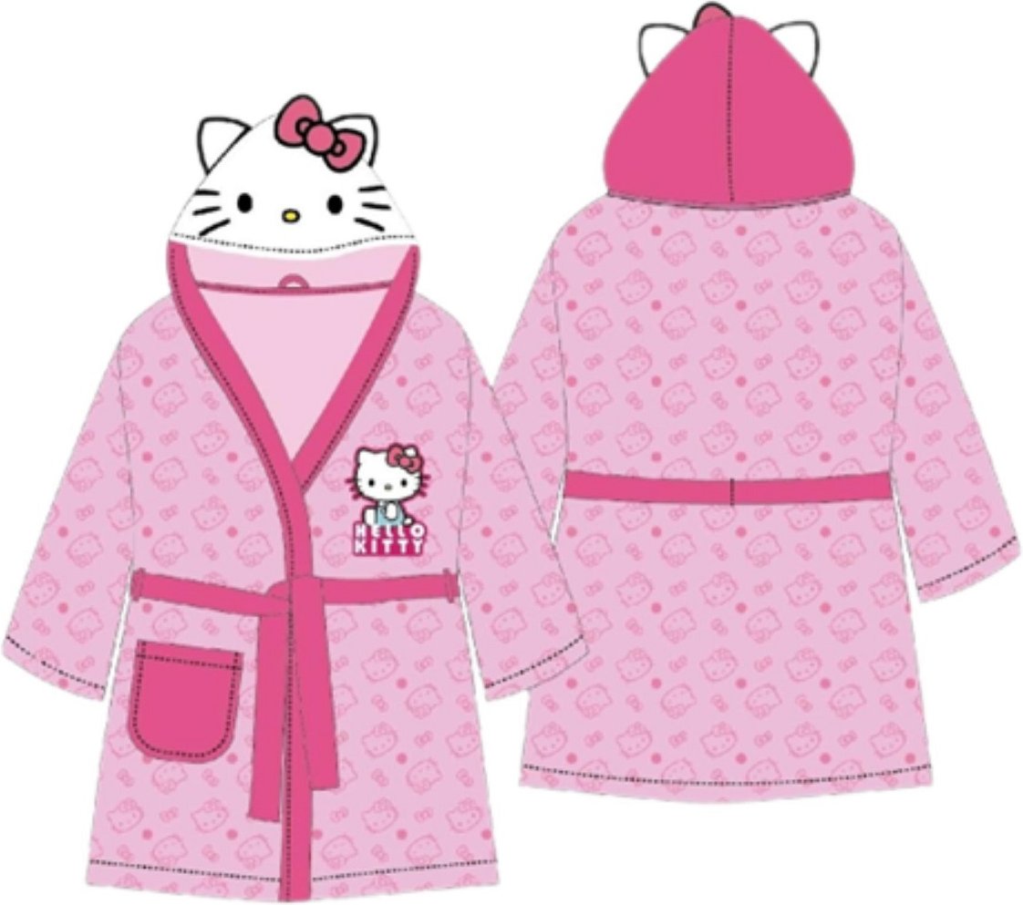 Thumbnail - Hello Kitty Bademantel - Rosa 134/140 mit Kapuze