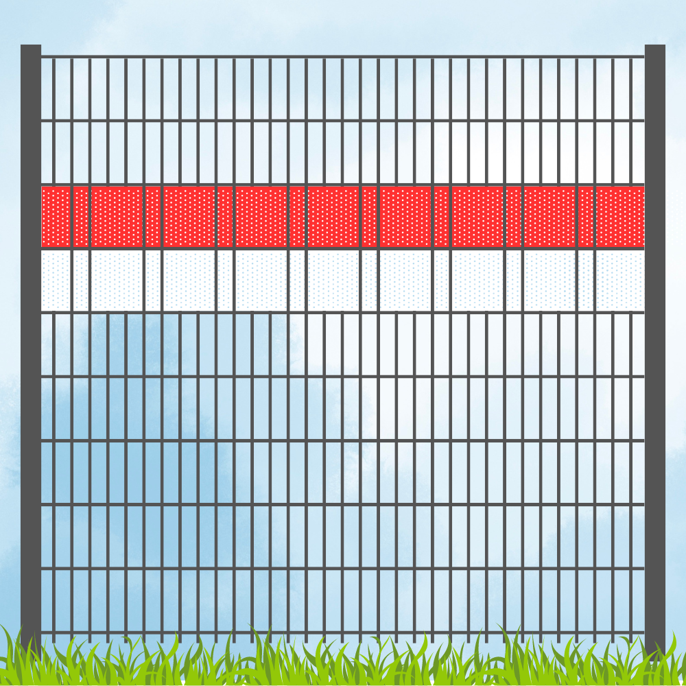 Sichtschutzstreifen Vereinsfarben Rot/Weiß Volle Streifenbreite GELOCHT