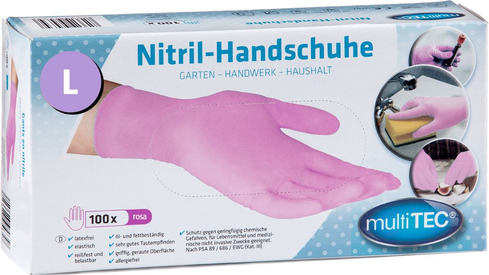 Nitril Einmalhandschuhe 100er, Größe L - Rosa