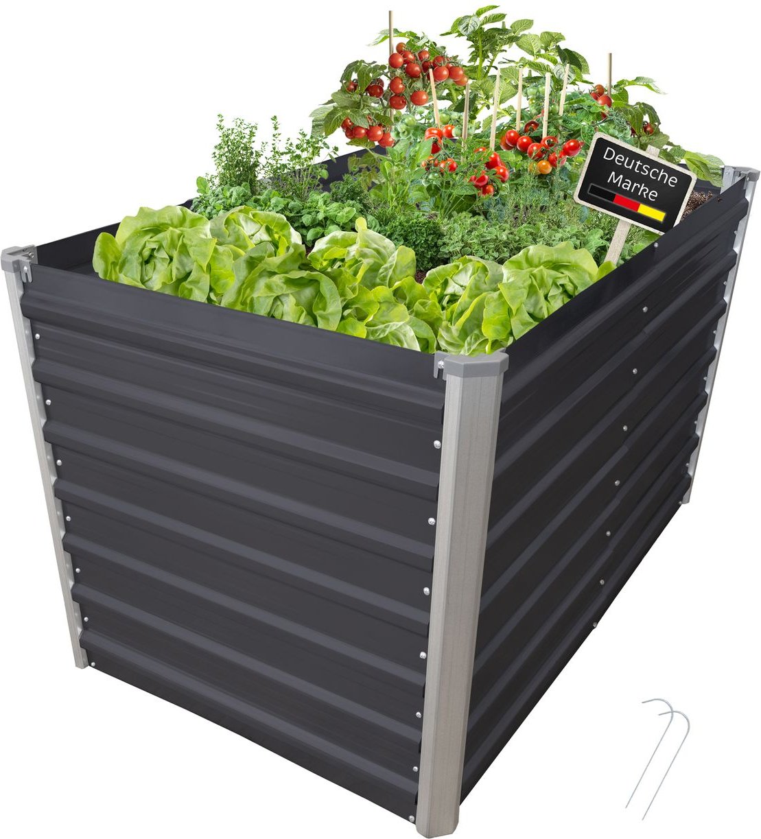 Hochbeet Metall eckig 160x77x77cm, anthrazit, Gartenbeet, Pflanzbeet, Kräuterbeet