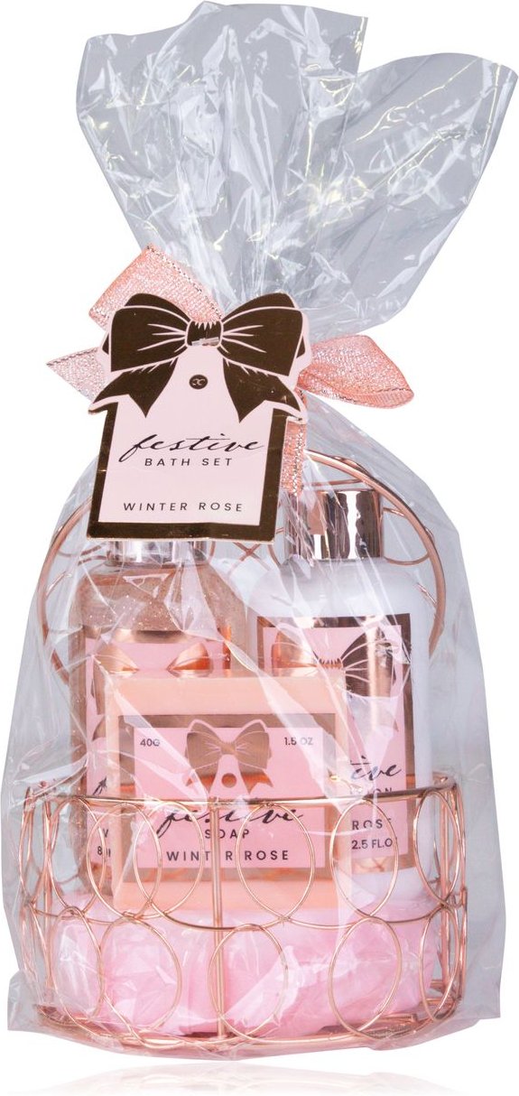 Badeset FESTIVE in rundem Drahtkorb