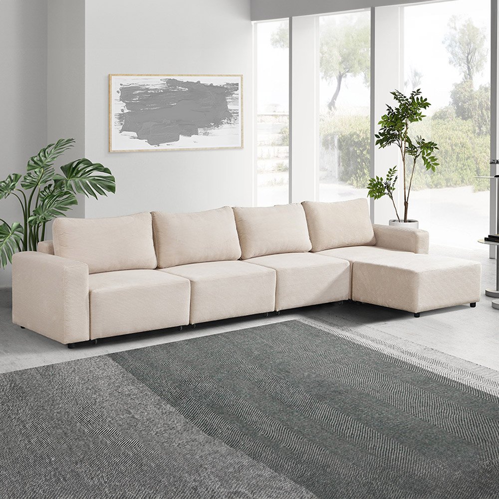 Home Deluxe Modulares Schlafsofa VINA XL - 380 x 168 cm Beige