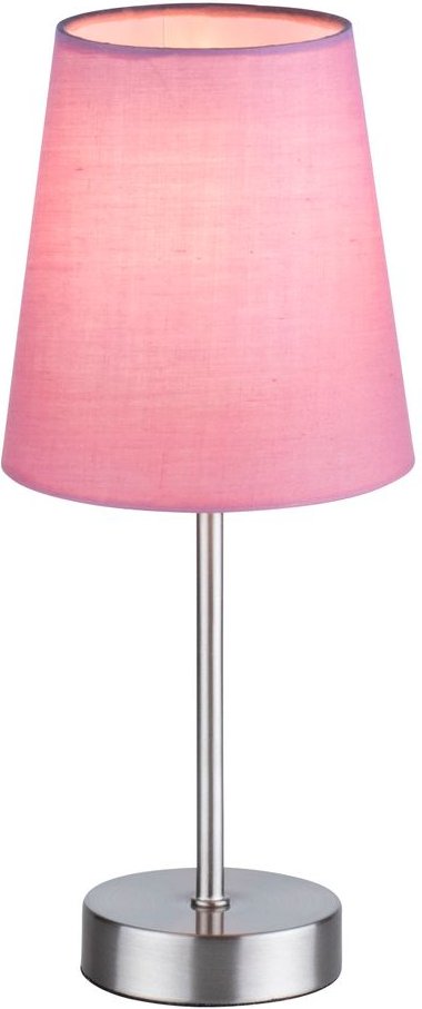 LeuchtenDirekt Tischleuchte HEINRICH, 1-flammig, E14, Stoffschirm, Schnurschalter, rosa, IP20