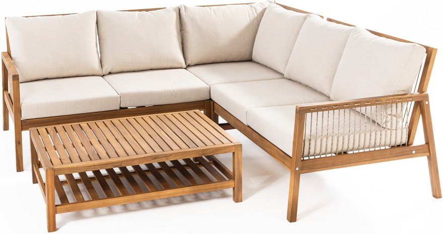 15tlg. Ecklounge-Set Melone aus Akazienholz