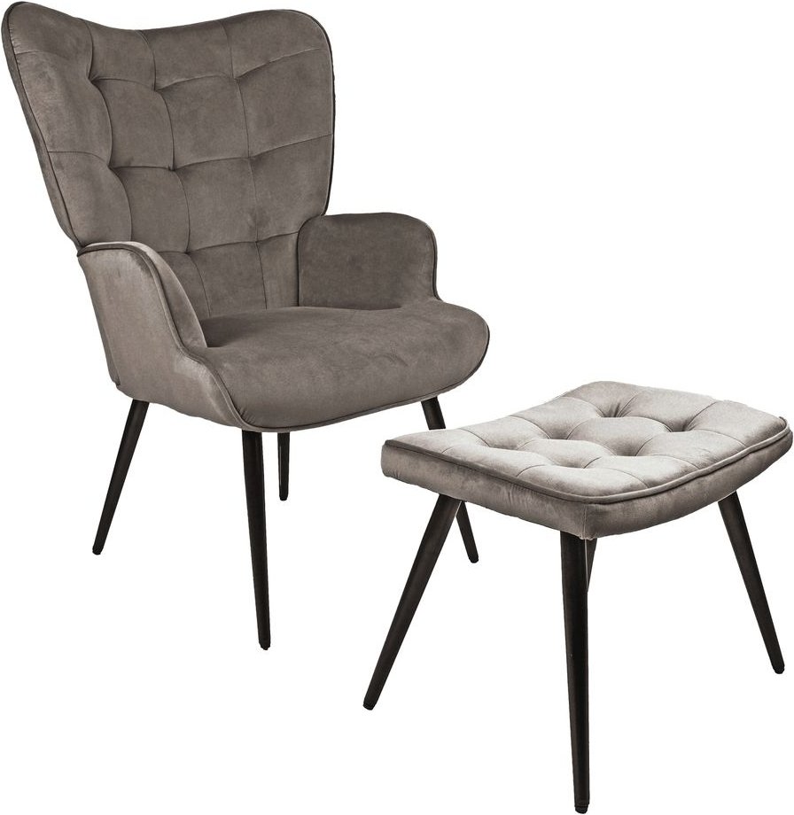 Hochlehnsessel Ella mit Hocker, braun