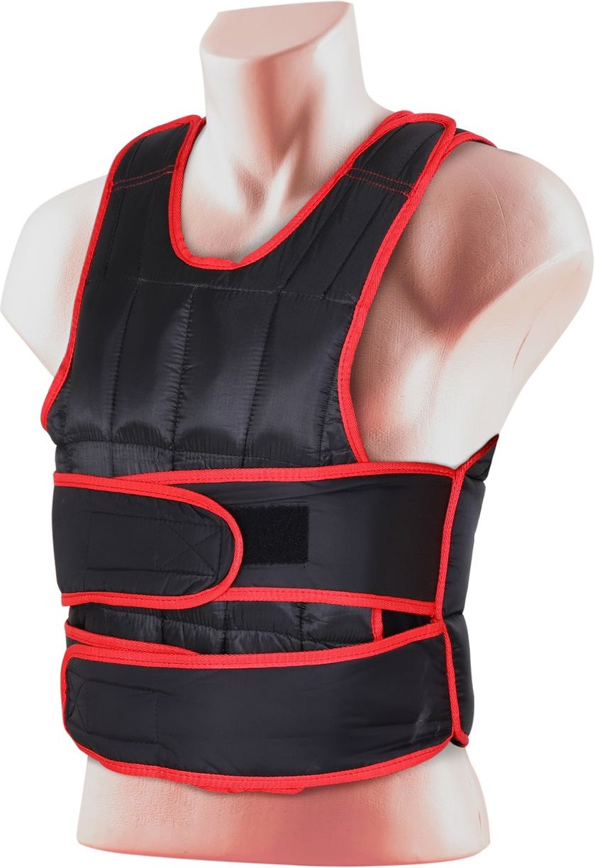 20 kg Trainingsweste Gewichtsweste mit doppelten Gurten Oxford Metall Schwarz+Rot 40 x 59 cm