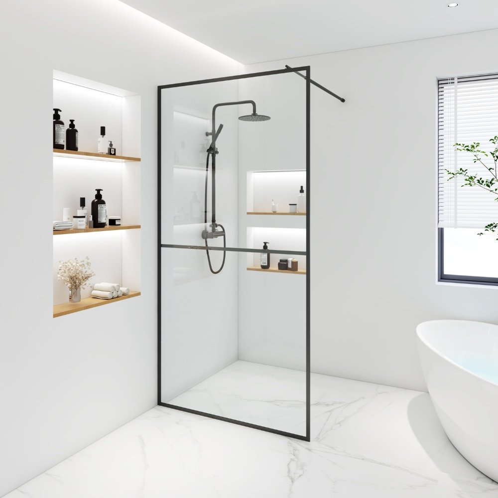 Thumbnail - Home Deluxe Duschabtrennung BAKI Schwarz 2 Raster - 80 x 200 cm