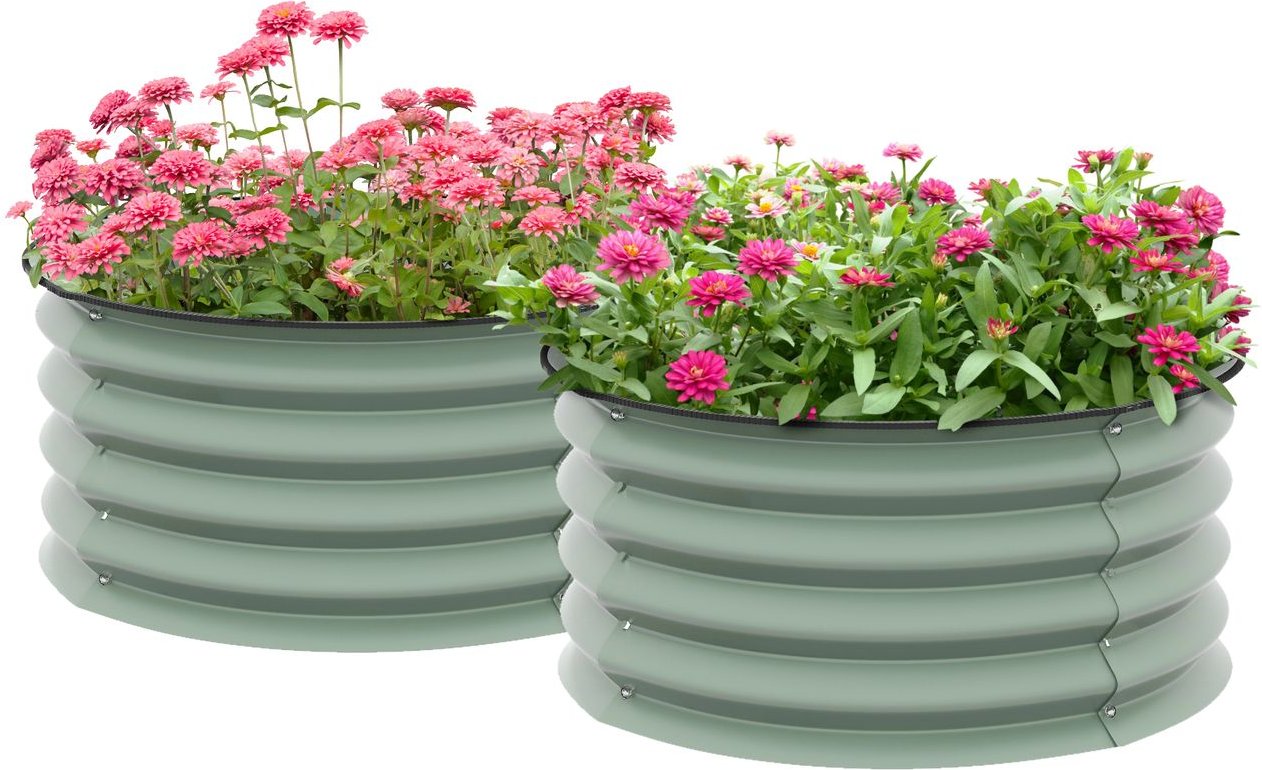 2er-Set Hochbeet aus Stahl, Pflanzbeet Frühbeet Gartenbeet Blumenkasten